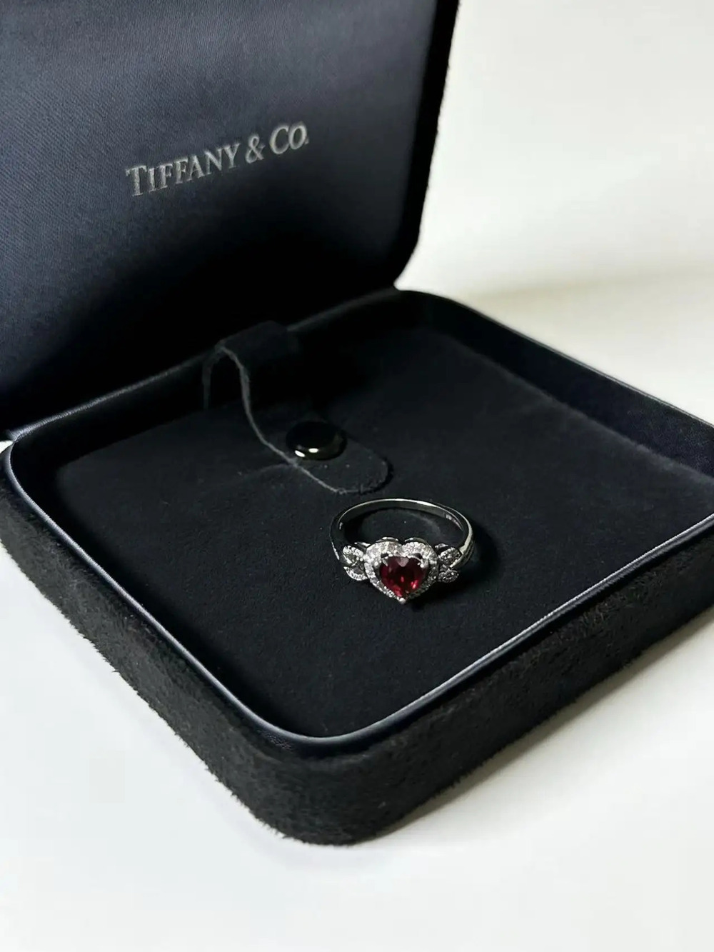 Tiffany & Co. Heart-Shaped Ruby Butterfly Diamond Ring